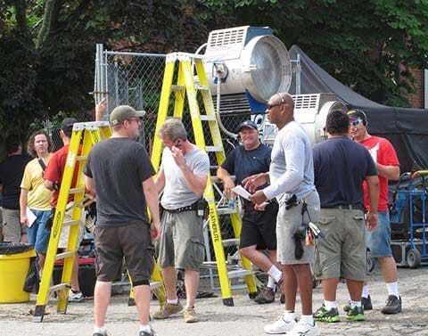 Film crew on set.