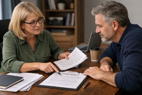 A ghostwriter and client discuss the writing contract.