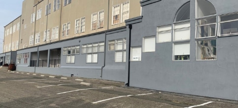 A World War II concrete building that once housed heavy machinery was converted into artist studios.