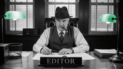 Editor behind his desk 500w
