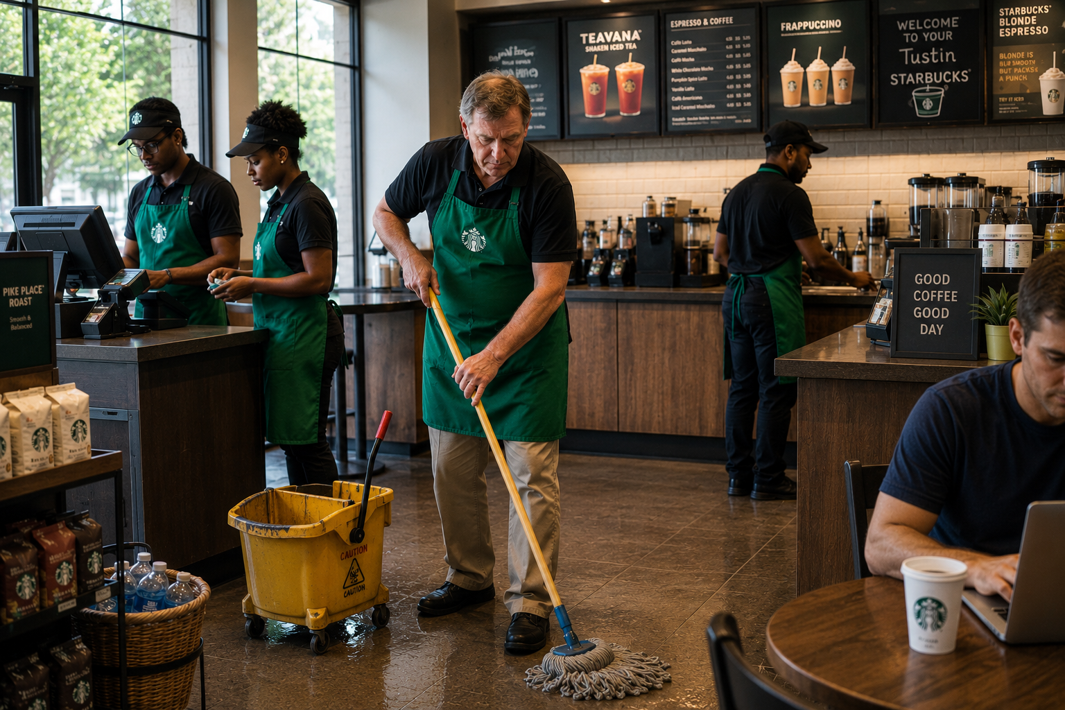 A former advertising executive takes a job at Starbucks to pay the bills.