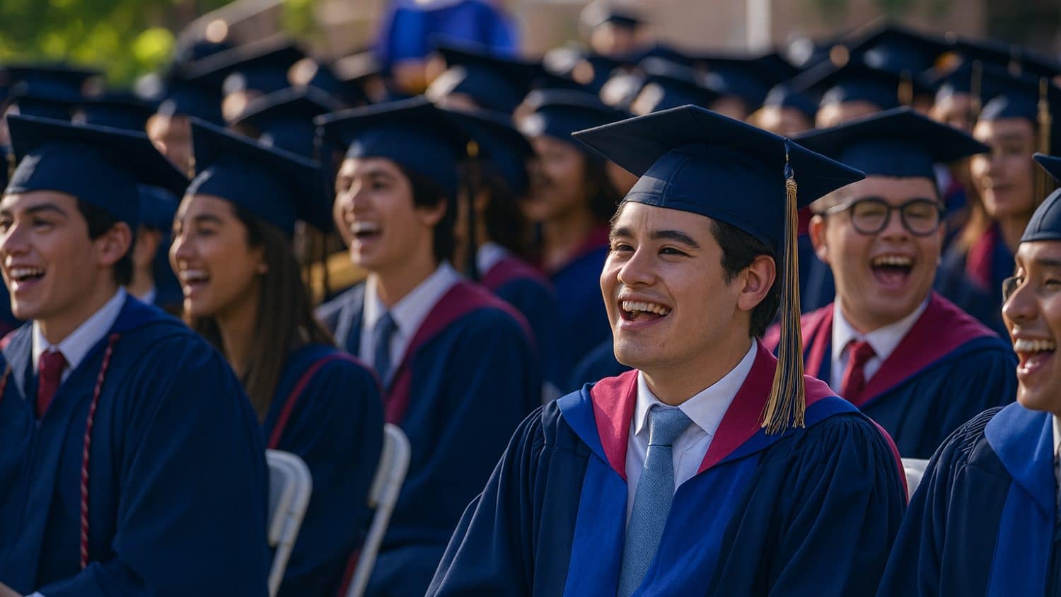 Graduates listening to a commencement speech 480w