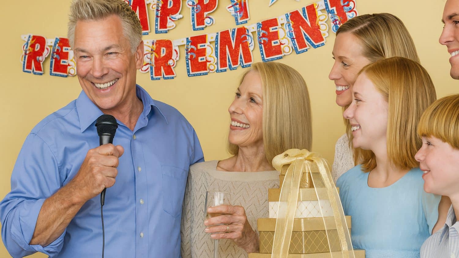 Senior Man Giving Speech At Retirement Party