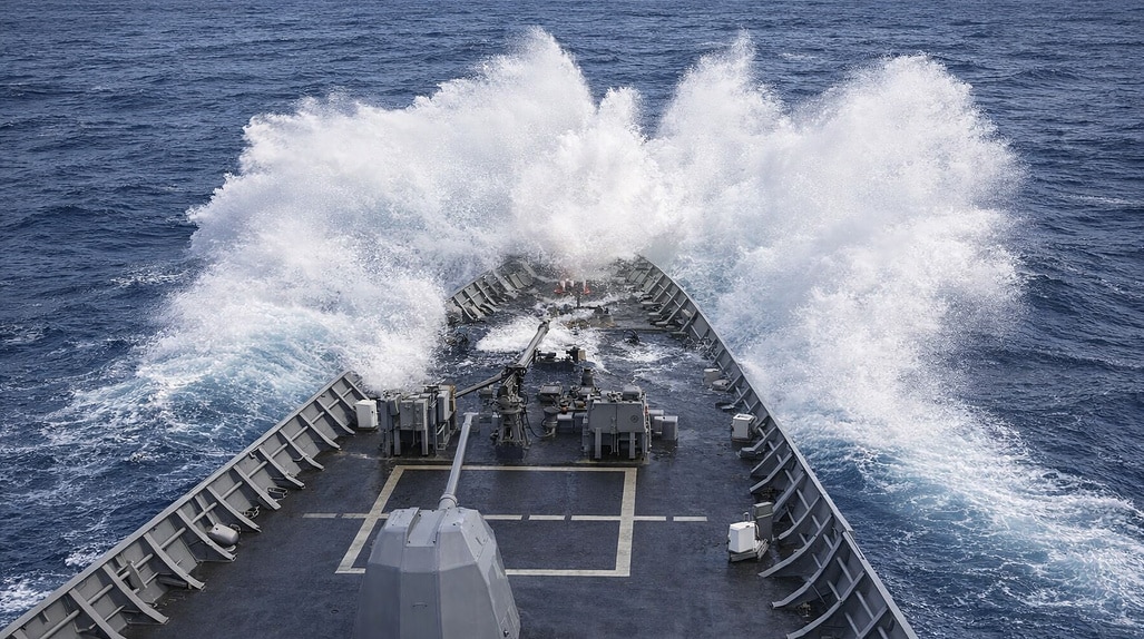 Navy Ship in Rough Seas 500x333