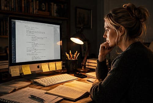 Screenwriting ghostwriter working on a client script 500w