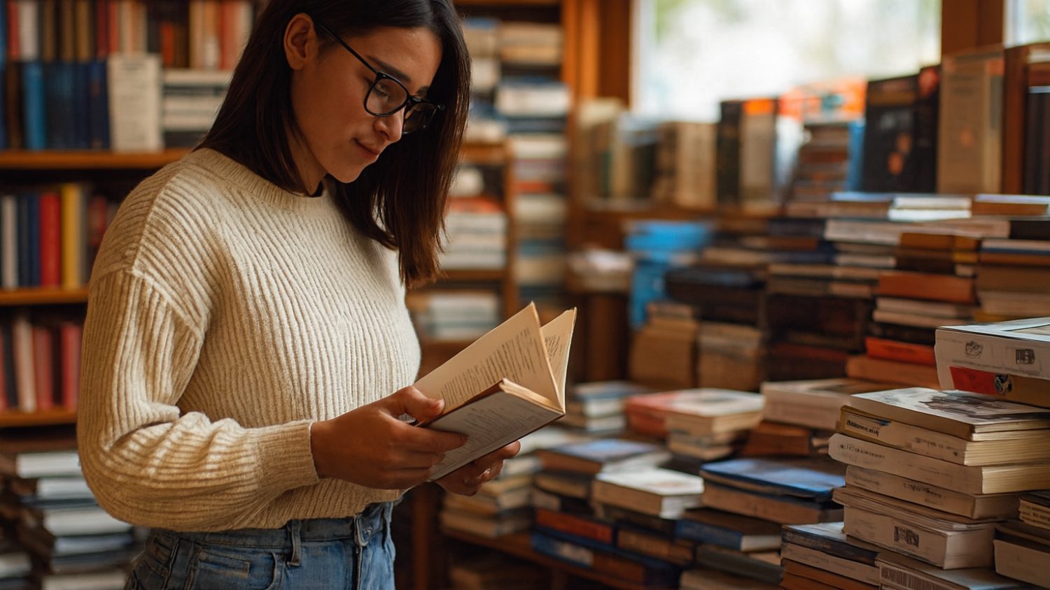 Woman browsing in a bookstore Woman browsing in a bookstore