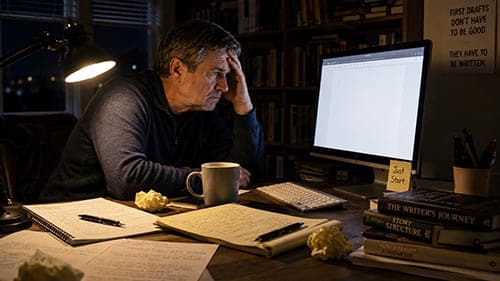 Writer Staring at a Blank Screen